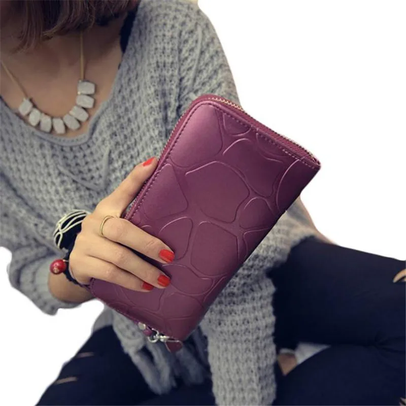 

2016 New Fashion Women Wallets PU Leather Wallet Zipper Clutch Purse Ms zipper Long Purse 6 Colors Lady Change Purse