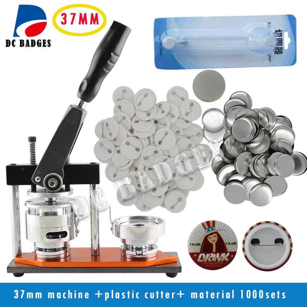 

1-1/2"(37mm) Button Machine with 1000set pin Buttons+Circle Cutter | button making machine pack