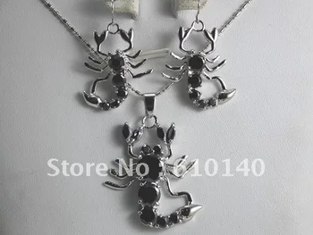 

5PC Jewellery Black scorpion pendant earring set ##hhhuuuii