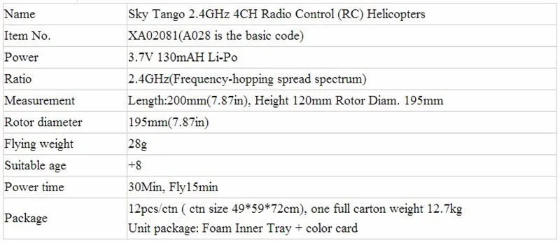 Небесно-Танго вертолет 2.4 ГГц 4ch Flight Simulator гироскоп Перезаряжаемые готов к полету и с светодиодные огни Обучающие Игрушечные лошадки