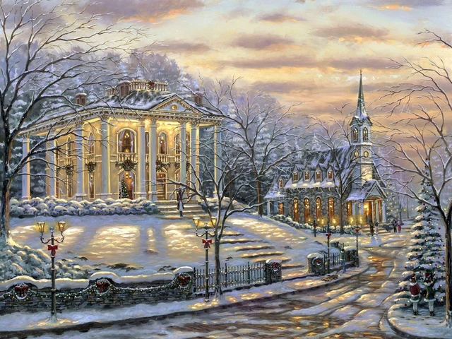 robert finale original snow holiday landscape oil painting joys of christmas art prints