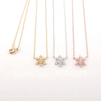 

New Fashion Gold Silver Pink Gold exquisite workmanship riches and honour crystal Snowflake Necklace