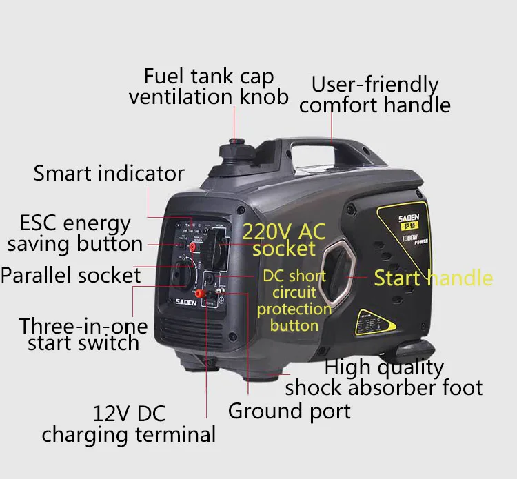 Pequeno do Gerador da Gasolina do Gerador Digital com Acampamento do Condicionamento de ar v da Gasolina do Inversor Ultra-silencioso de 220 Caminhão Portátil 1000 w High Quality Renovação da Casa