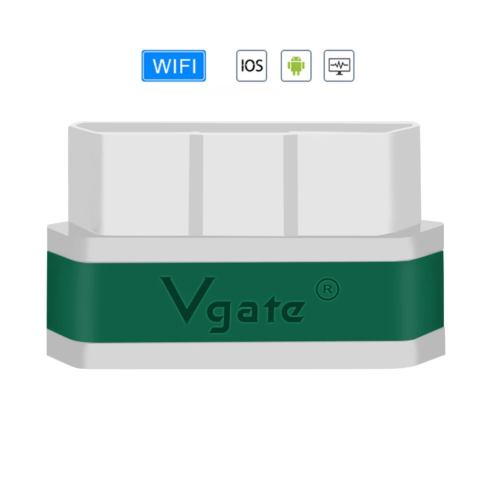 Vgate obd2 ELM327 V2.1 icar2 диагностический инструмент wifi мини сканер elm 327 wifi адаптер для IOS/android/PC/OBD 2 wifi считыватель кодов - Цвет: WIFI-White green