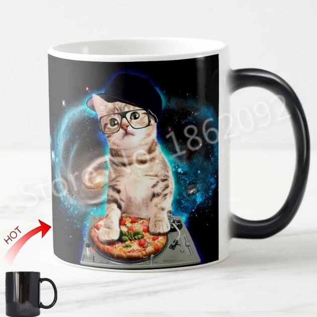 Online Cute E Cat Magic Mug Funny Dj Kitten Coffee Cute E Cat Magic Mug Funny Dj Kitten Coffee Heat Color Changing Galaxy Pizza Cats Mugs Novelty Pet Gifts Xmas 11oz