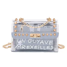 Women Lady Bag Clear Handbag Crossbody Composite Bag Transparent PVC Chain Pouch Tote New FC55 Women Lady Bag Clear Handbag Crossbody Composite Bag Transparent PVC Chain Pouch Tote New FC55