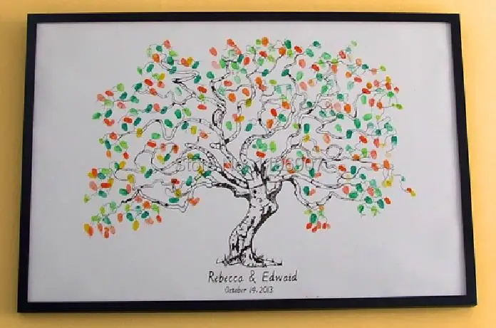 Fingerprint Wedding Tree Guest Book Anniversary Gift alternative ...