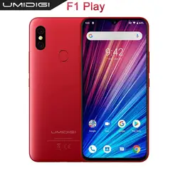 UMIDIGI F1 играть Android 9,0 48MP + 8MP + 16MP камеры 5150 mAh 6 ГБ Оперативная память 64 Гб Встроенная память 6,3 "FHD + Helio P60 Глобальный Версия смартфона двойной 4G