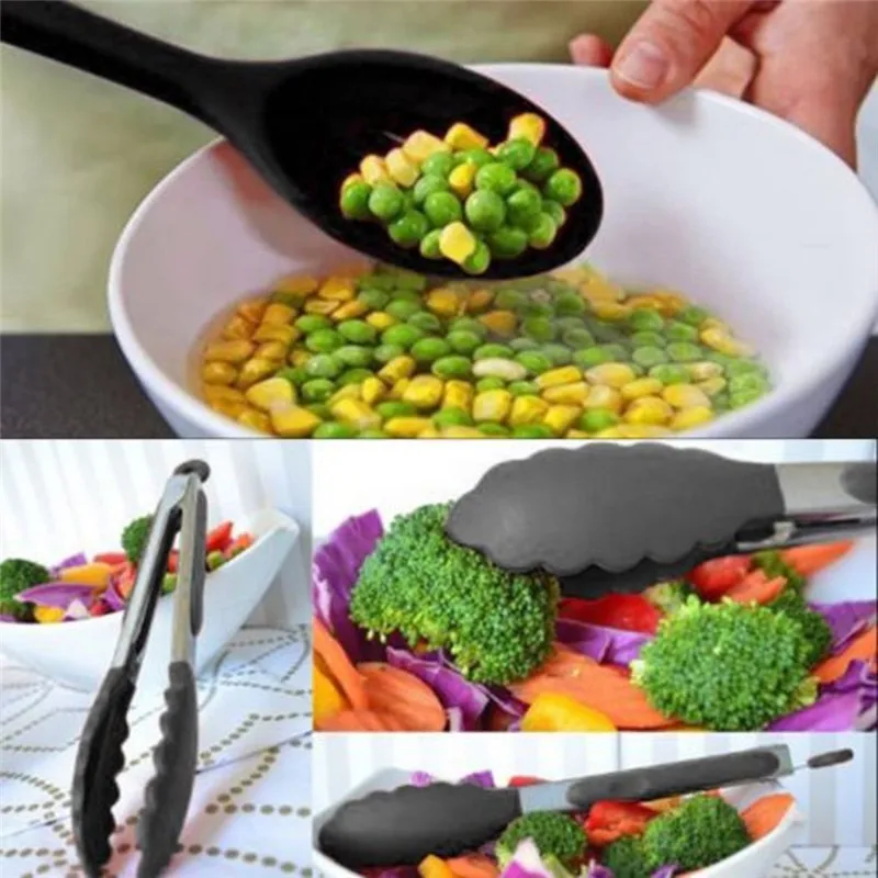 10Pcs/Set Non-Stick Silicone Kitchen Utensils Set Non-Toxic Spatula Spoon Ladle Spaghetti Server Slotted Turner Cooking Tools 10Pcs/Set Non-Stick Silicone Kitchen Utensils Set Non-Toxic Spatula Spoon Ladle Spaghetti Server Slotted Turner Cooking Tools