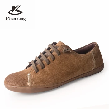 

Genuine Cow suede leather Women lady flats shoes casual Group Barefoot woman sneakers shoes grey brown red 2020 with fur
