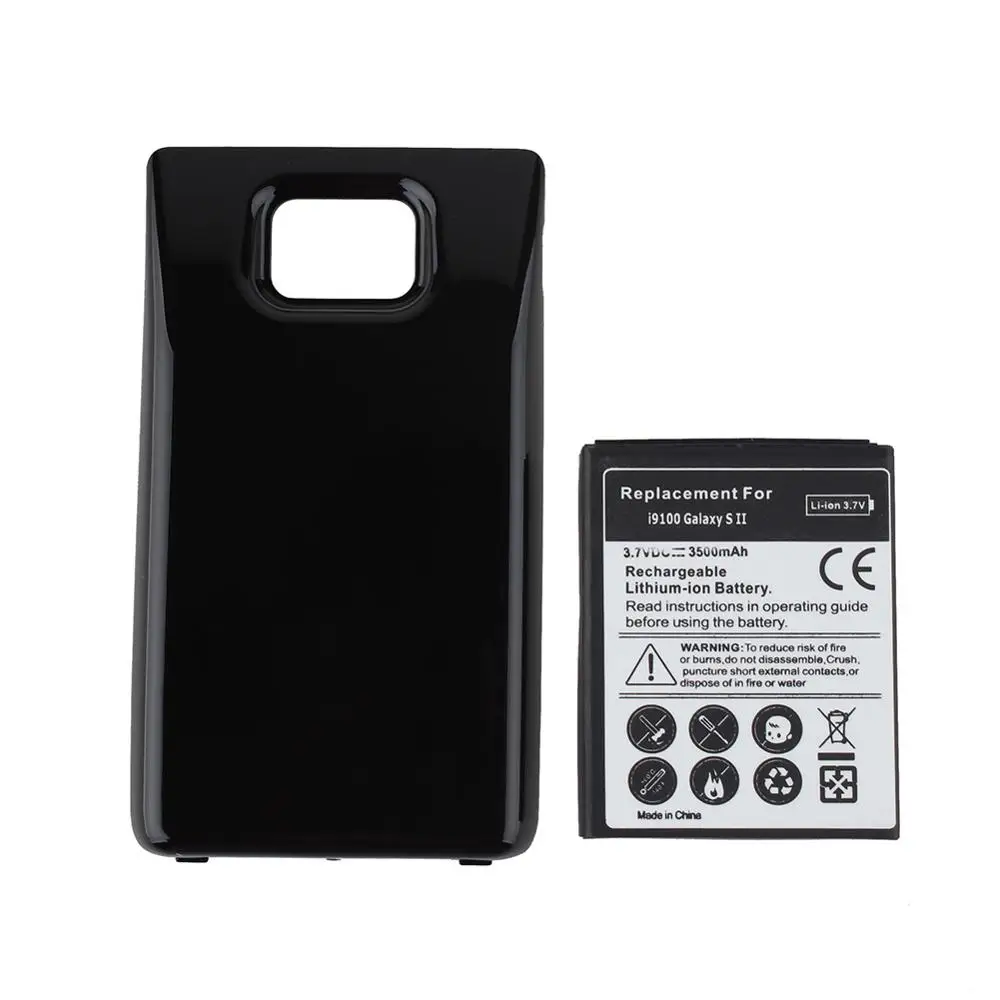 

3500mah Battery with Black Back Cover Case For Samsung Galaxy S2 SII i9100 GT-i9100 Extended Thicker Phone Replacement Battery
