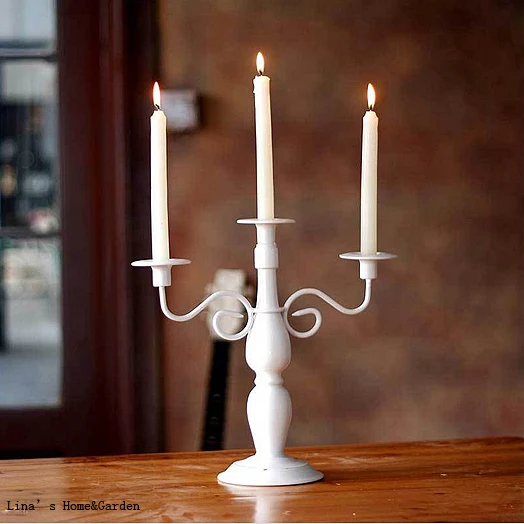 Nice Europe 3 Arms Candelabra White Metal Candle Holderin Candle