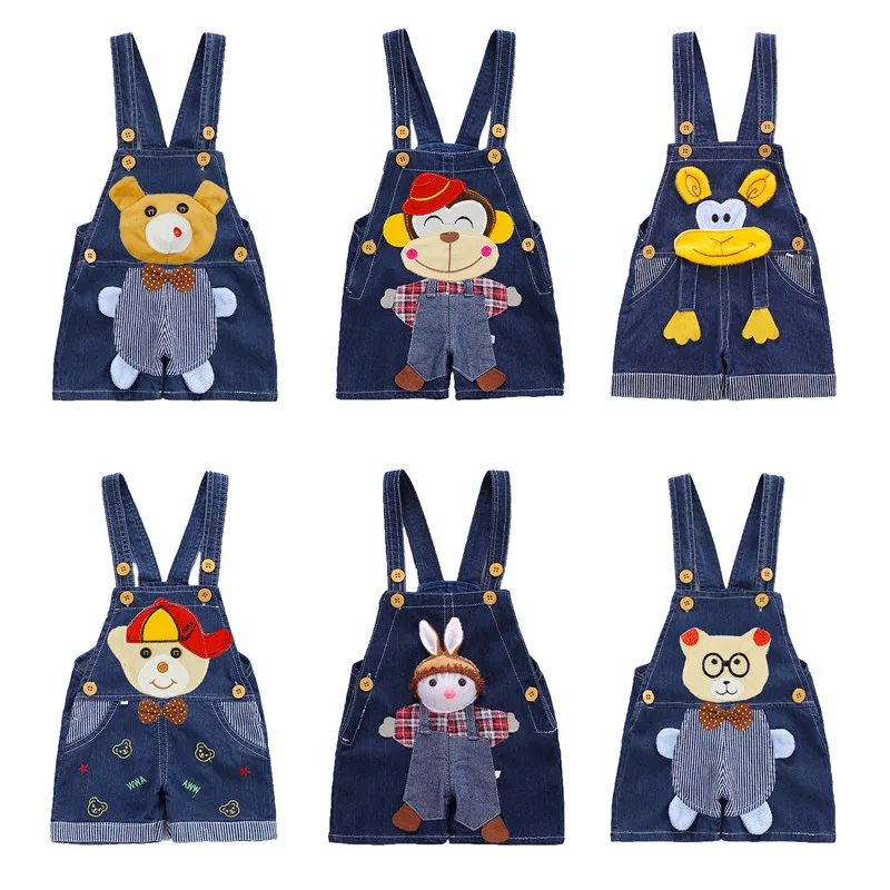

Spring Summer Baby Casual Denim Shorts for Boy Toddler Bib Pants Children Denim Overalls Cartoon Kids Jeans Jumpsuit 1-3T