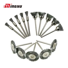 15 шт. стальные проволочные щетки набор шлифовальная машина Электрическая круглая вращающаяся щетка инструмент Dremel щетки для колес Dremel для очистки заусенцев полировки