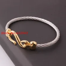 Top Quality 4mm 316L Stainless Steel Twisted Cable Wire Silver Gold Tone Wristband Chain Mens Womens