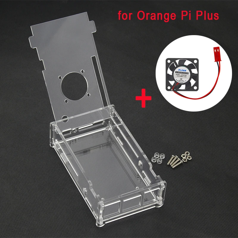 

Orange Pi Plus Case Acrylic Transparent Box Protective Clear Enclosure Cover Shell + CPU Fan For Orange Pi Plus