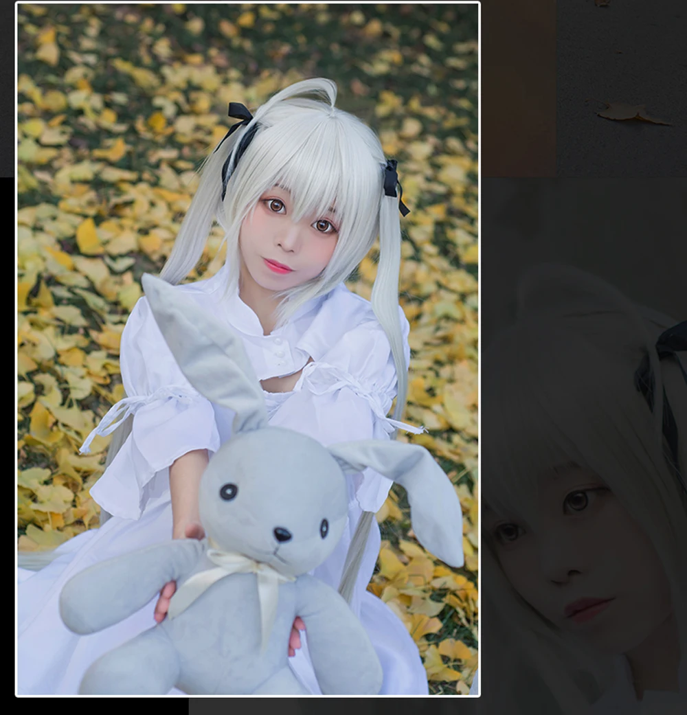 Высокое качество аниме маскарадный костюм kasugano Sora платья Yosuga no Косплей Сора Белый Лолита костюмы на заказ с париком кролик