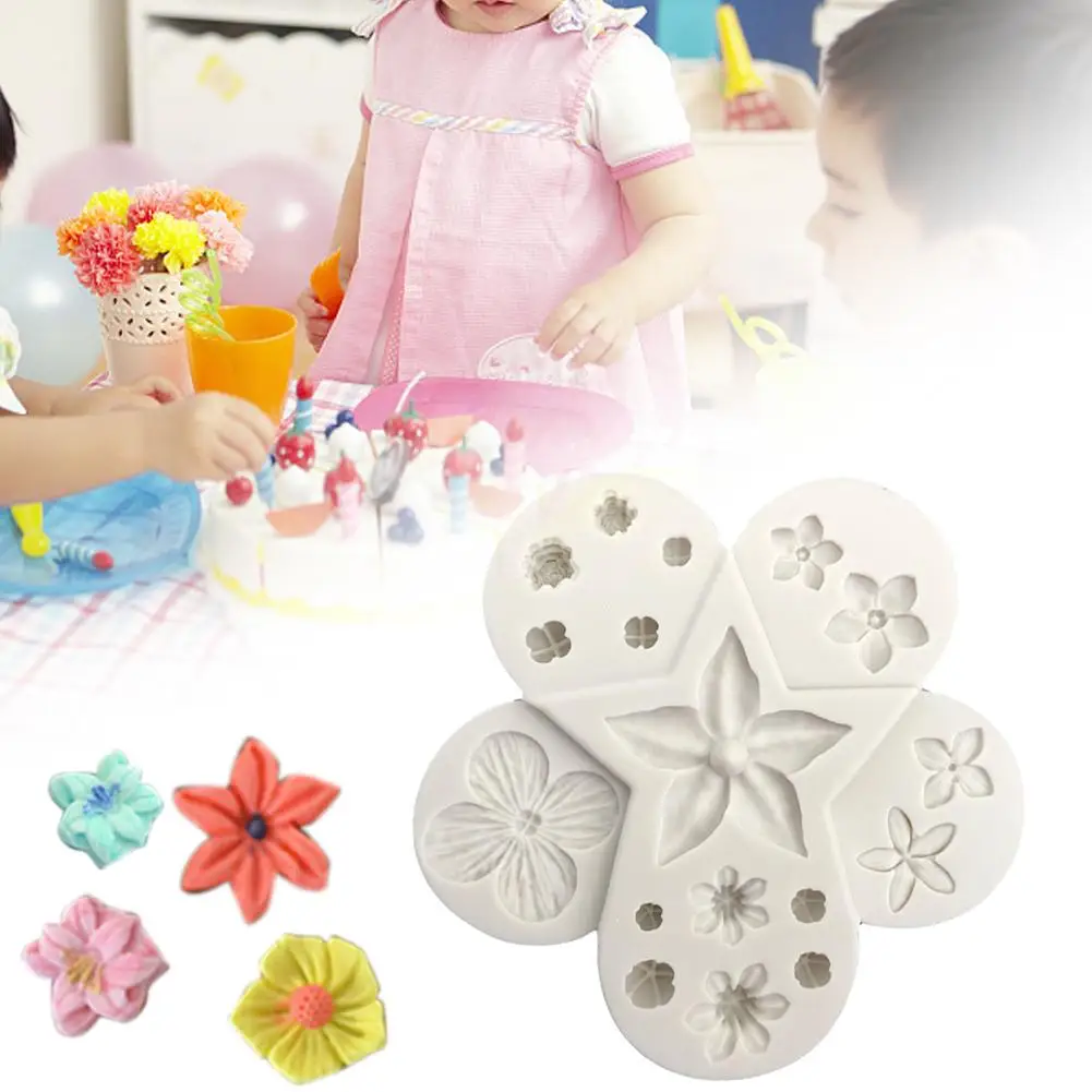 

Flower Shaped Silicone Mould Fondant Cake DIY Baking Tools Making Chocolate Jelly In The Oven Easy To Clean 2019