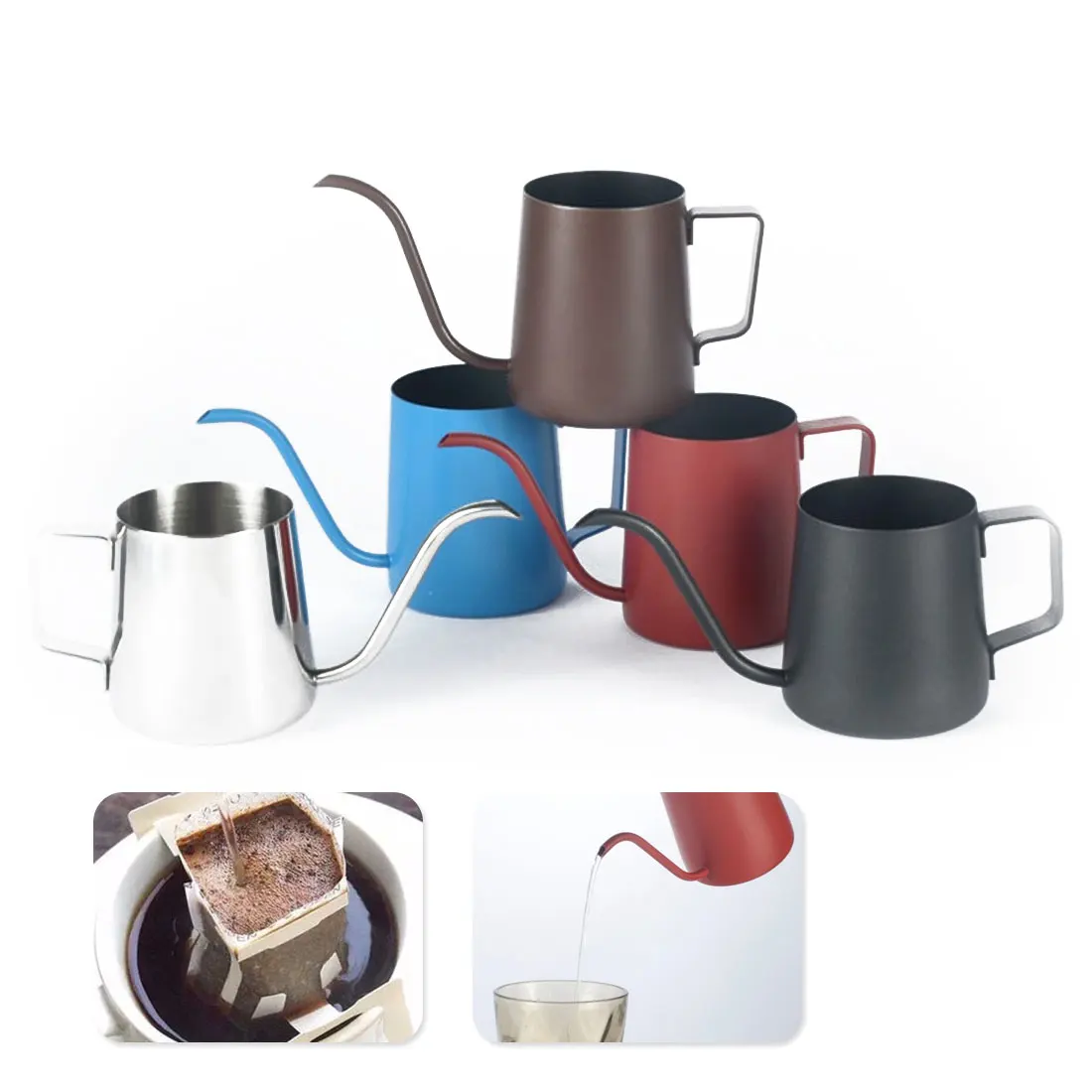 

250ml/350ml Stainless Steel Teapot Drip Coffee Pot Long Spout Kettle Cup Home Kitchen Long Mouth Coffee Pot Tea Tool