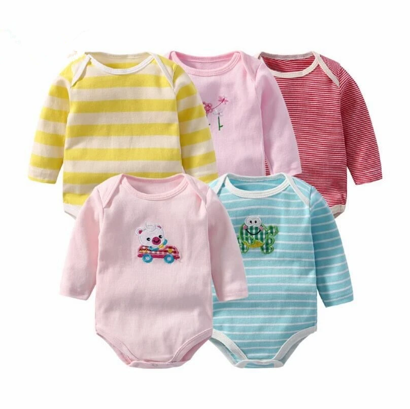 

5pcs/lot Baby Bodysuits Original Infant Jumpsuits Autumn Overalls Cotton Coveralls Boy Girls Baby Clothing Set Cartoon Outerwear