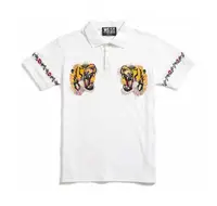 Polos en coton pour hommes avec double tête de tigre et fleurs, chemise de planche à roulettes, haut brodé, t-shirt à la mode, nouveau, 2023, # C37 2