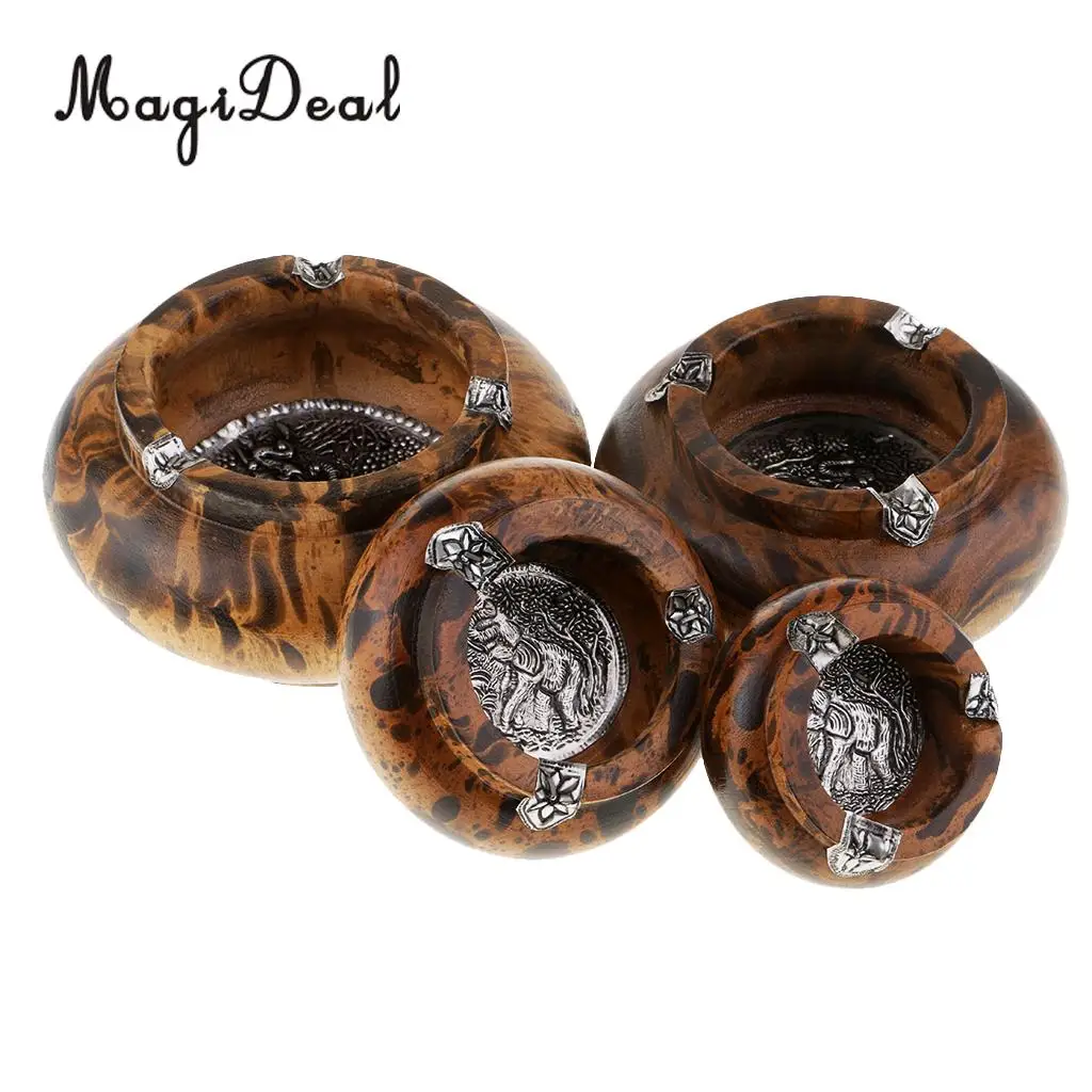 MagiDeal Wood Ashtray Handmade Crafts Cigarette Cigar Tobacco Smoking Ash Tray Case for KTV Bar Home Office Decoration