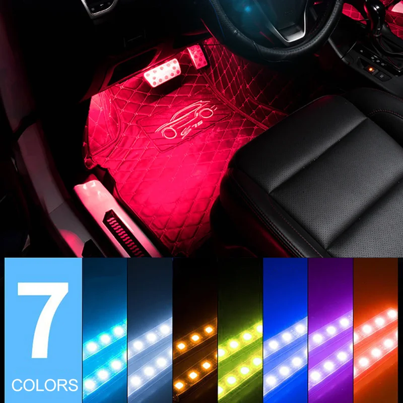 

Car LED Strip Car Interior Decorative Atmosphere Pathway Light Remote Control Voice-Activated Music Neon Lights Auto Accessories