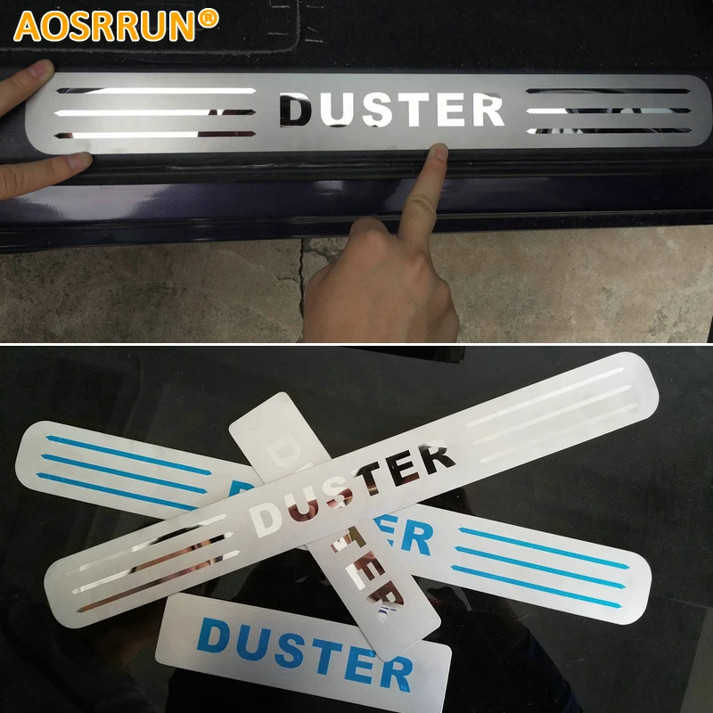 AOSRRUN Car accessories Stainless Steel Side Door Scuff Plate Door Sill Trim Fit For Renault Duster