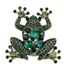 Personalized Vintage Rhinestone Frog Large Brooches Pins Fashion Women Corsage Wedding Accessories Creative Jewelry Gift XZ030
