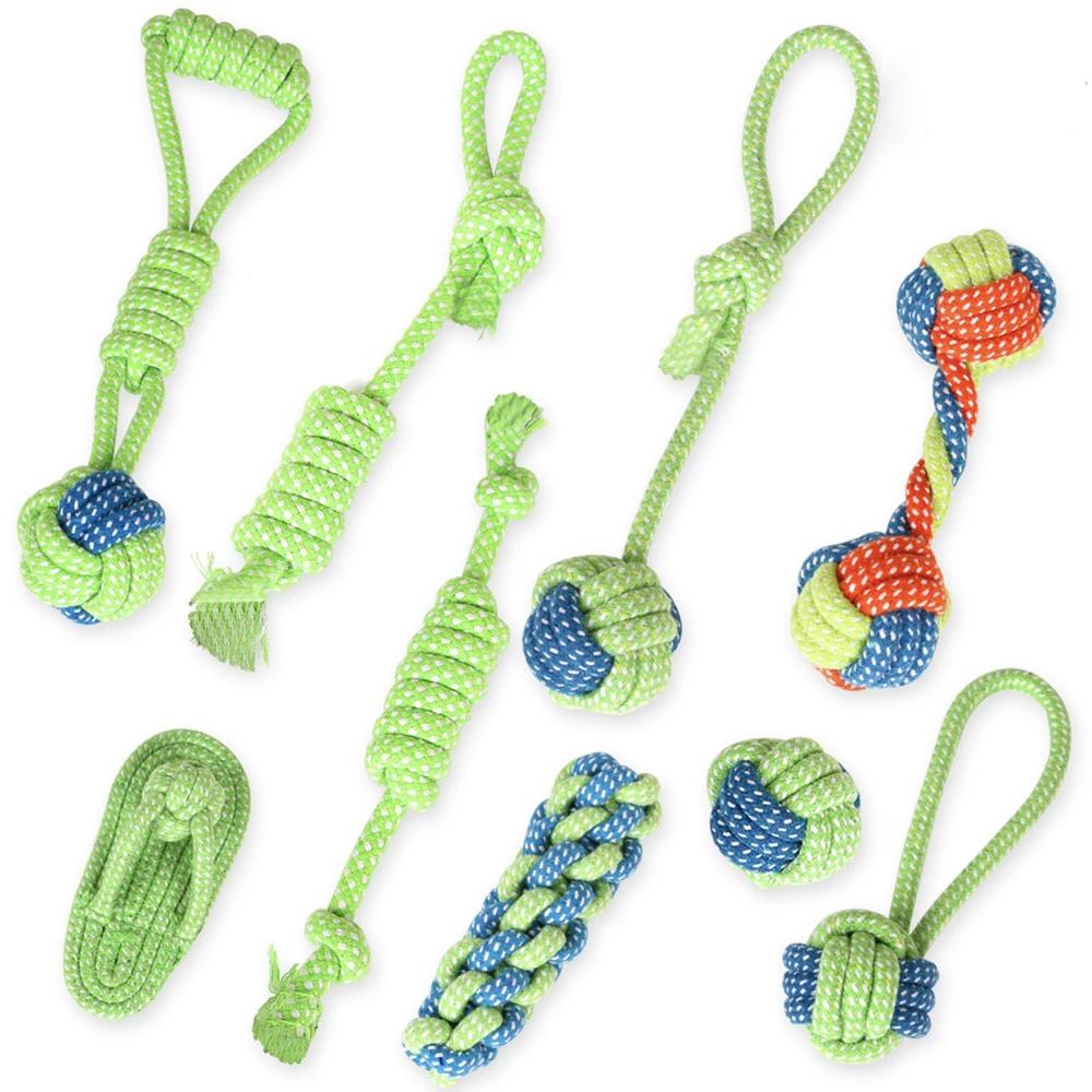 

Cotton Dog Toys Dogs Chew Teeth Clean Outdoor Traning Fun Playing Green Rope Ball Toys For Large Dog Pet Toy Pet Supply