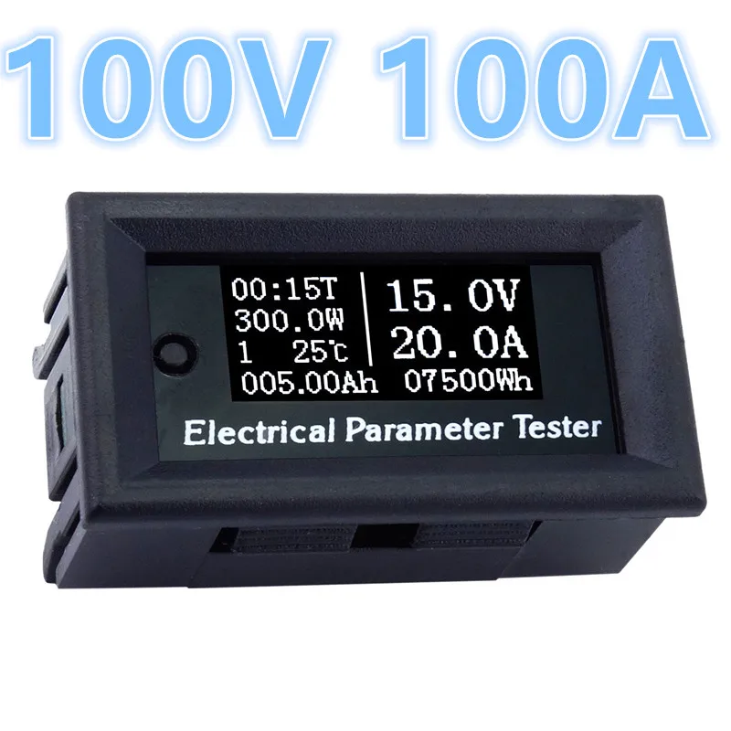 Car Digital Electrical Ammeter Voltmeter Amp Current Voltage Power Energy Time temperature Meter DC100V 100A