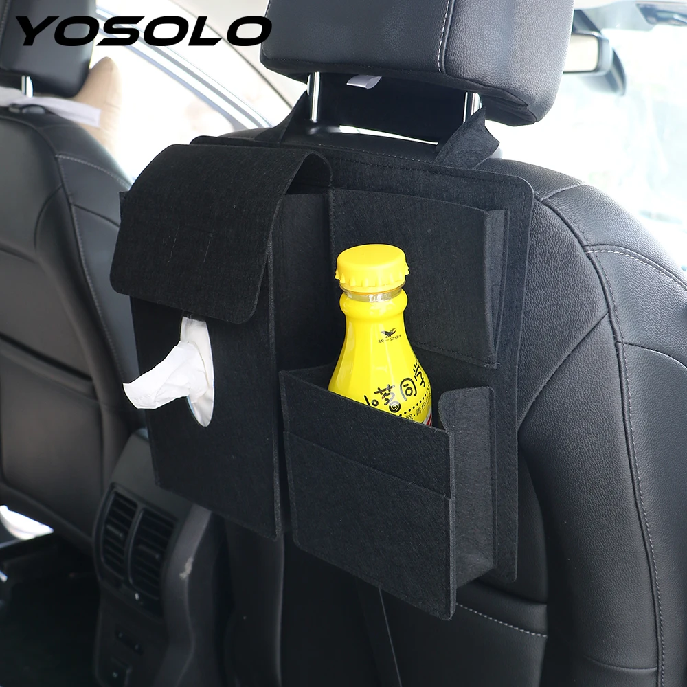

YOSOLO Stowing Tidying Storage Hanging Bag Car Back Seat Organizer Drink Tissue Paper Phone Holder Car-styling Universal Bags