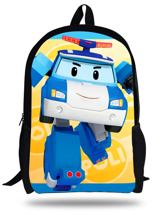 16 inch Robots Backpack Robocar Poli School Bags For Boys Children