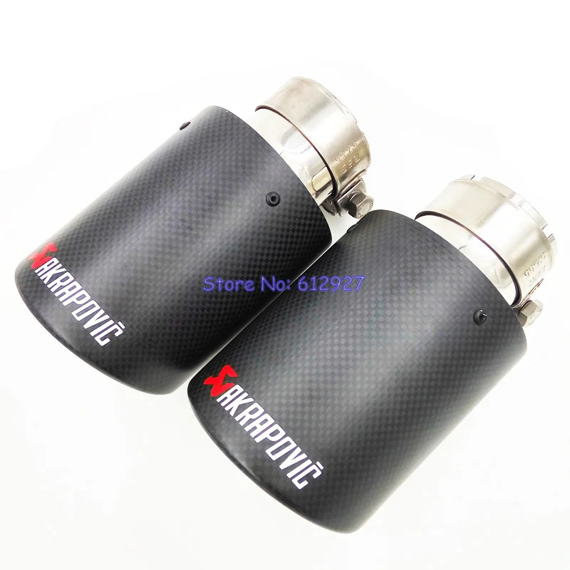 

2PCS Universal Inlet 51mm 54mm 57mm 60mm 63mm Outlet 89mm Stainless Steel and Carbon Fiber Akrapovic Car Exhaust Tip End Pipe