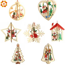 3 компл./лот 3D Рождественский деревянные подвески, украшения для дома для рождественской вечеринки Рождественская елка украшения Детские Рождественские подарки украшения