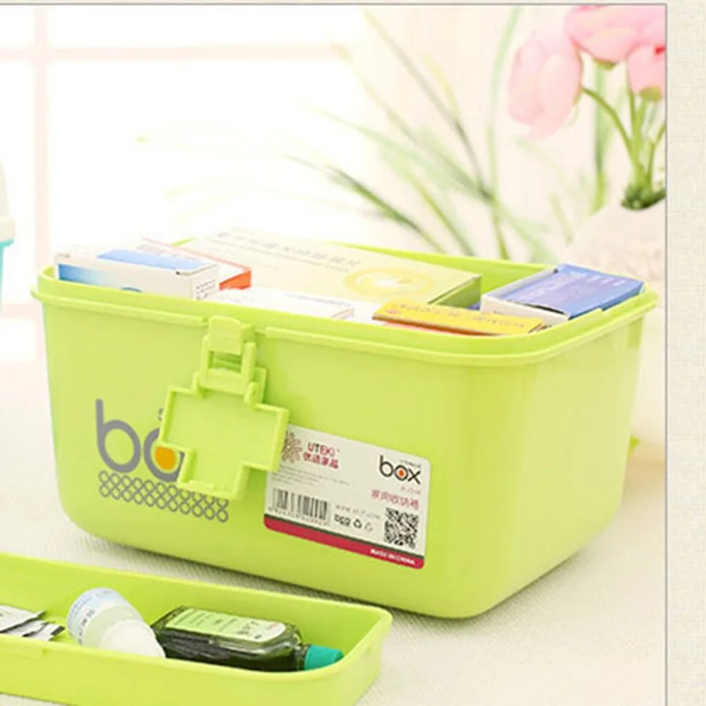 

Double Detachable Jewelry Cosmetic Storage Box Thickening Portable Household Plastic Medicine Organizer Box Sundries Container