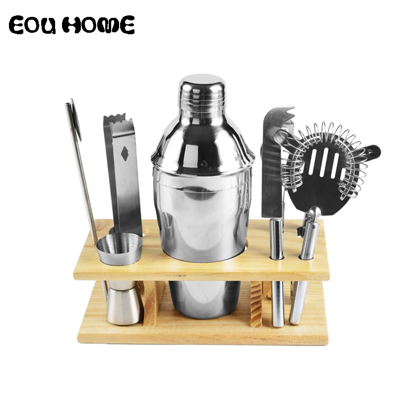 

9Pce/Set Stainless Steel Bar Set Bartender Set Cocktail Shaker Set Hand Shaker Drink Fancy Jug Wine Mixer Party Brewing Kit