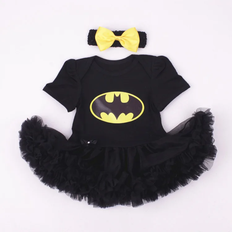 Милый комбинезон с Бэтменом и Суперменом для маленьких девочек с повязкой на голову, платье для маленьких девочек, одежда для малышей, комплект из 2 предметов - Цвет: batman