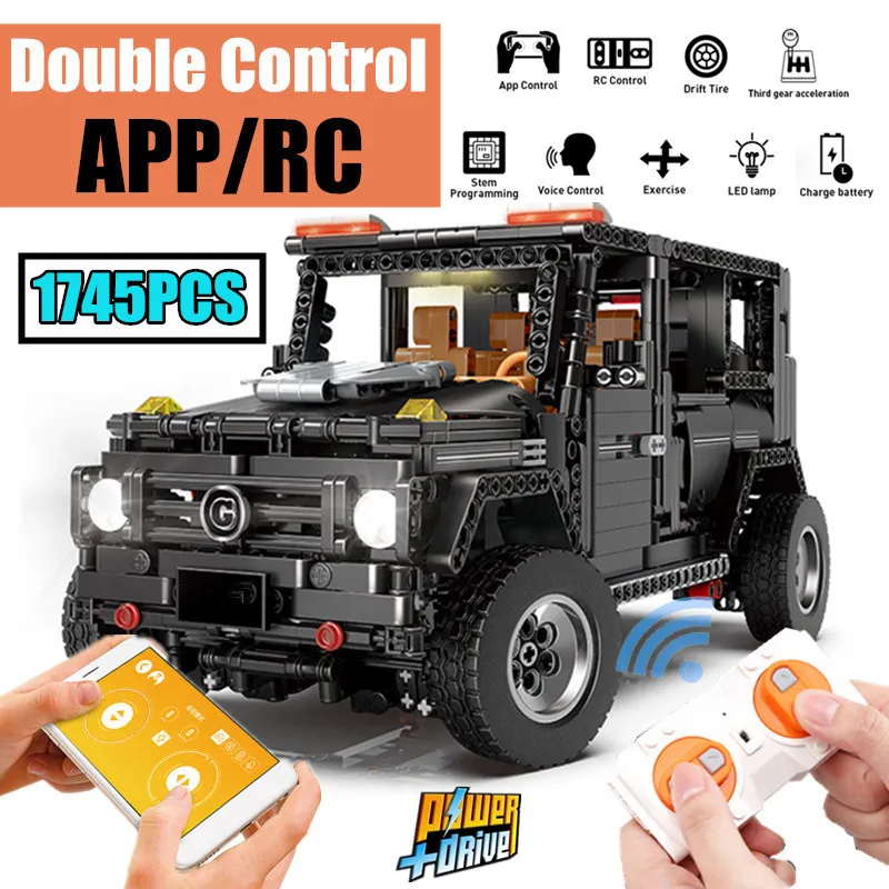 

New APP RC G-Glass G500 AWD Wagon SUV Vehicle fit Technic MOC 2425 Motor Power Function Building Blocks Bricks Toy kid