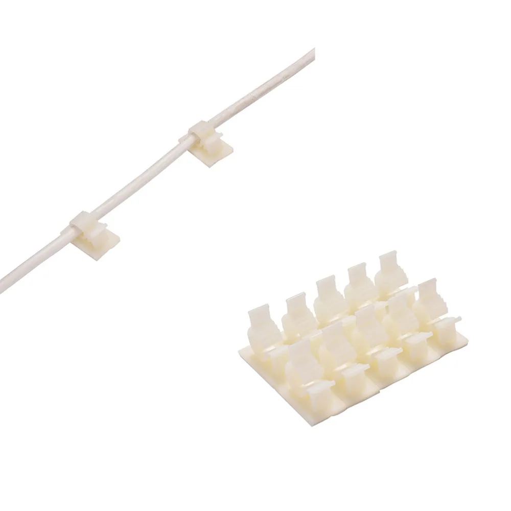 

10PCS 10mm White Wire Fixed Clip Car Line Clip Self Adhesive Cord Cable Wire Clear Up Clips Holder Clamps Wire Button