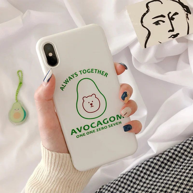 

Cartoon Avocado bear phone case For iphone X case Scrub soft silicon tpu case for iphone XS Max XR 7 8 6 6s Plus case capa