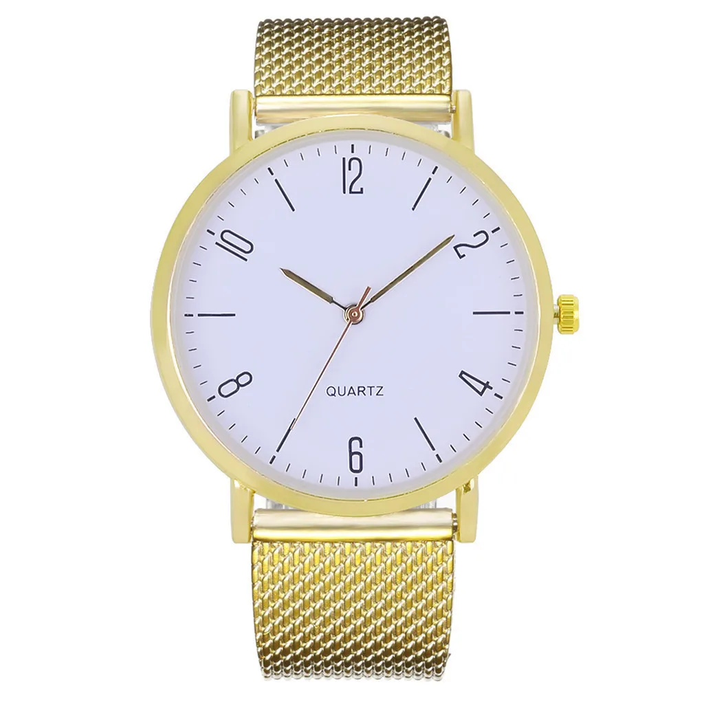 Изысканный Простой стиль женские часы Роскошные модные кварцевые наручные часы круглые цифровые часы женские часы Zegarek Damski# W - Цвет: Золотой