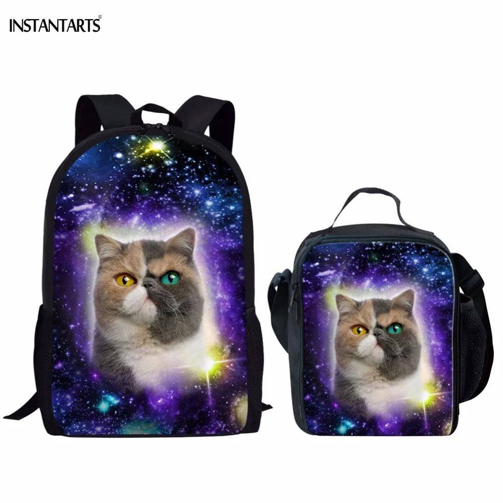 INSTANTARTS Милые 3D Galaxy Cat/Puppy печать 2 шт. школьные ранцы для мальчиков и девочек