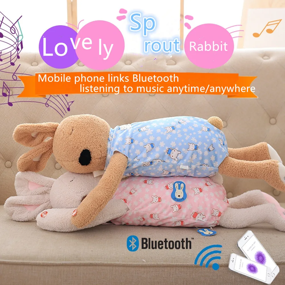 

75cm Sugar Rabbit Music Sound Bluetooth Doll Stuffed Soft Animal Bunny Doll for Children Girlfriend Valentine Gift Birthday Gift