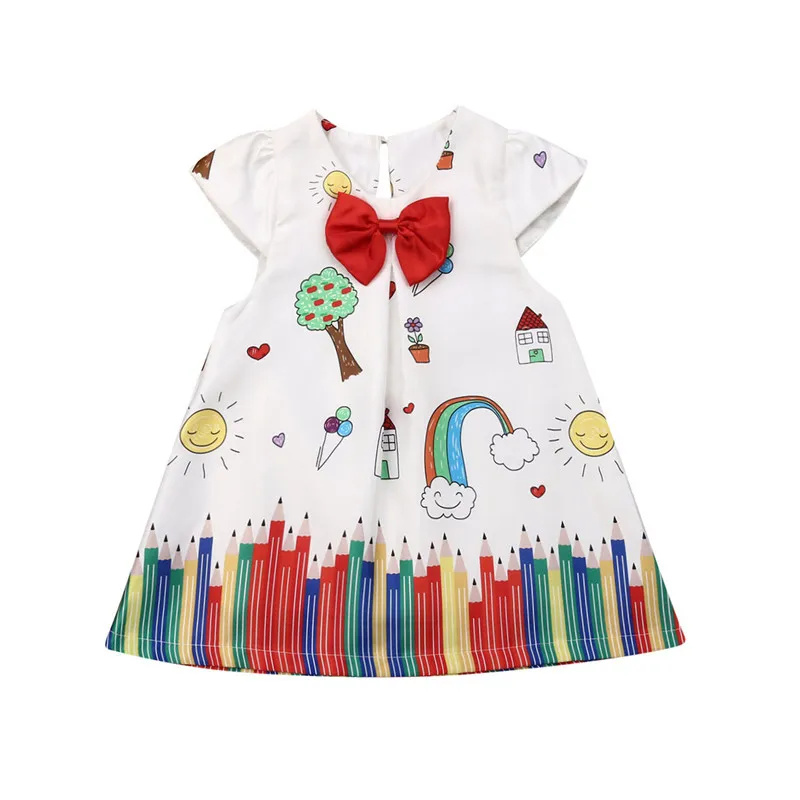 Детская одежда для маленьких девочек повседневные милые хлопковые платья принцессы с v-образным вырезом без рукавов с геометрическим рисунком для новорожденных