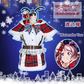 

Anime! Lovelive Sunshine Aqours Watanabe You Christmas Albums Lolita Lovely Uniform Suit Cosplay Costume For Women Free Shipping