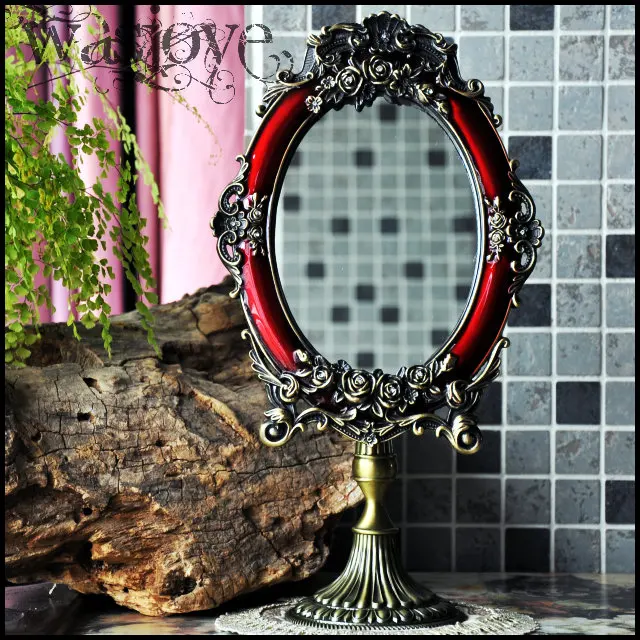 one face retro desktop makeup mirror for vanity table antique framed mirror for home decoration round mirror J015 one face retro desktop makeup mirror for vanity table antique framed mirror for home decoration round mirror J015