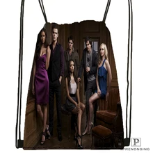 Custom the Vampire Diaries Drawstring Backpack Bag Cute Daypack Kids Satchel (Black Back) 31x40cm#180531-03-61