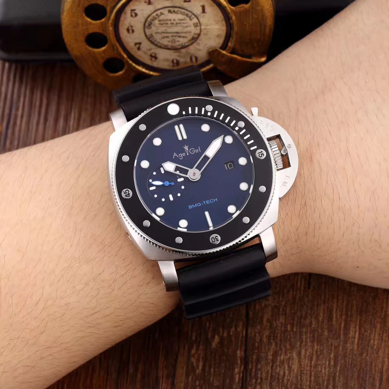 

Luxury Brand New Men Automatic Mechanical Sapphire Stainless Steel Watches Silver Black Ceramica Leather Watch Luminous AAA+