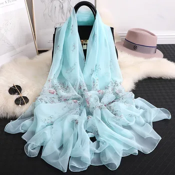 

2020 new summer scarf for women fashion floral print silk scarves shawls and wraps lady pashmina foulard bandana hijabs scarfs